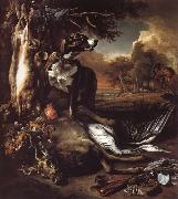 Jan Weenix A Deerhound with Dead Game and Implements of the Chase Spain oil painting artist